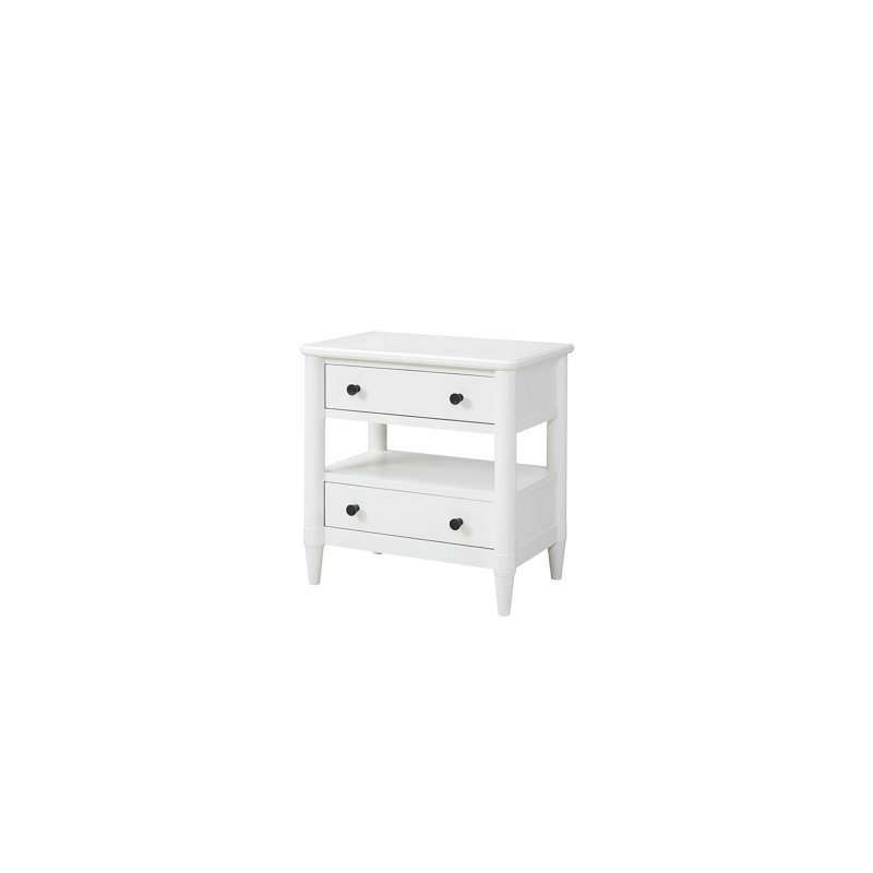 Open Nightstand White Finish With 2 Drawers