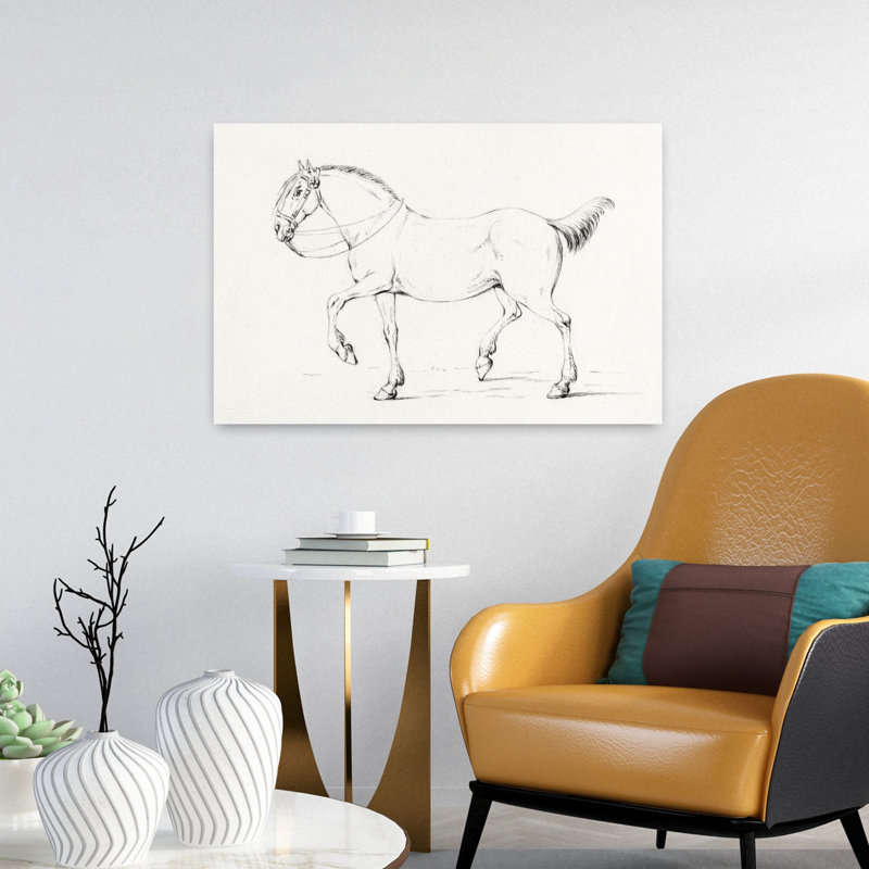 Cheval pas à pas classique rétro, art mural rétro, H 24 po x l 16 po
