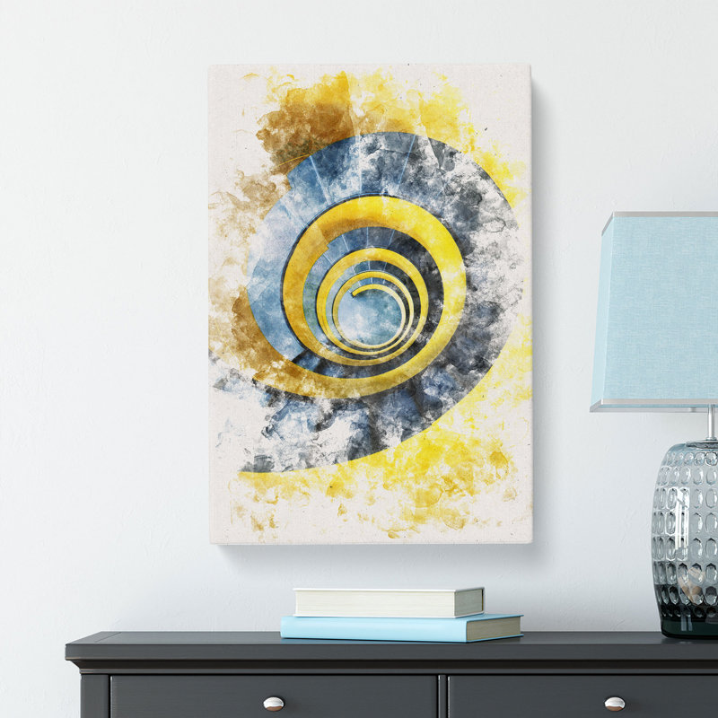 Yellow Spiral Staircase - Wrapped Canvas Painting, 50cm H x 35cm W x 3cm D