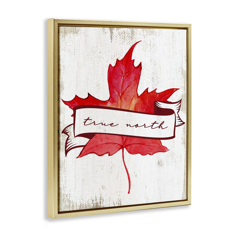 True North Maple Leaf Floating Frame, design by Lil' Rue, 21" H x 17" W, Metallic Gold Floater Frame