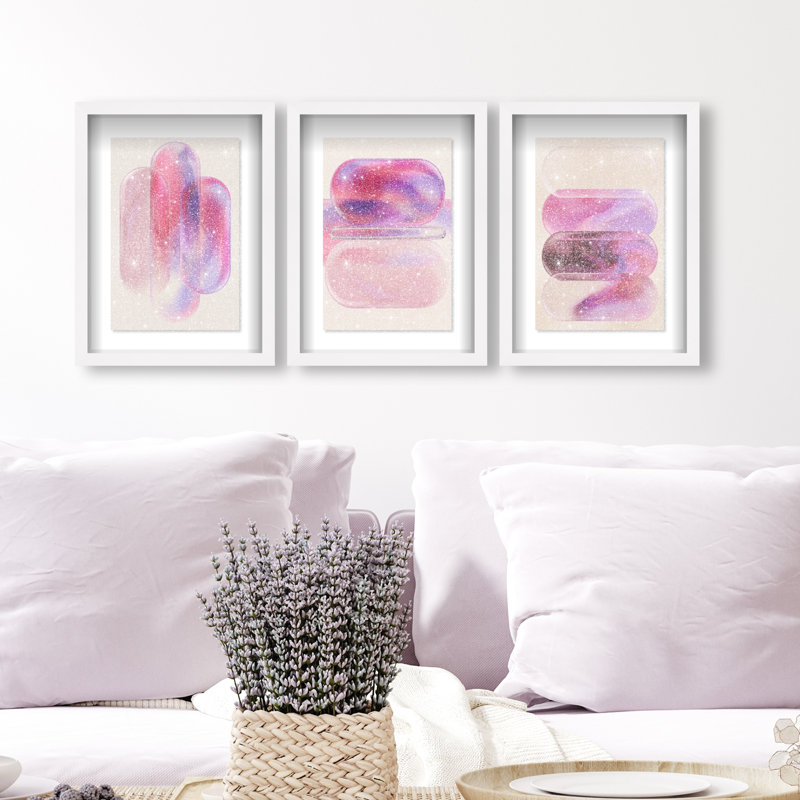 Rose Topaz Set Set by Oliver Gal, 55.5"H x 37.5"W, White Shadowbox