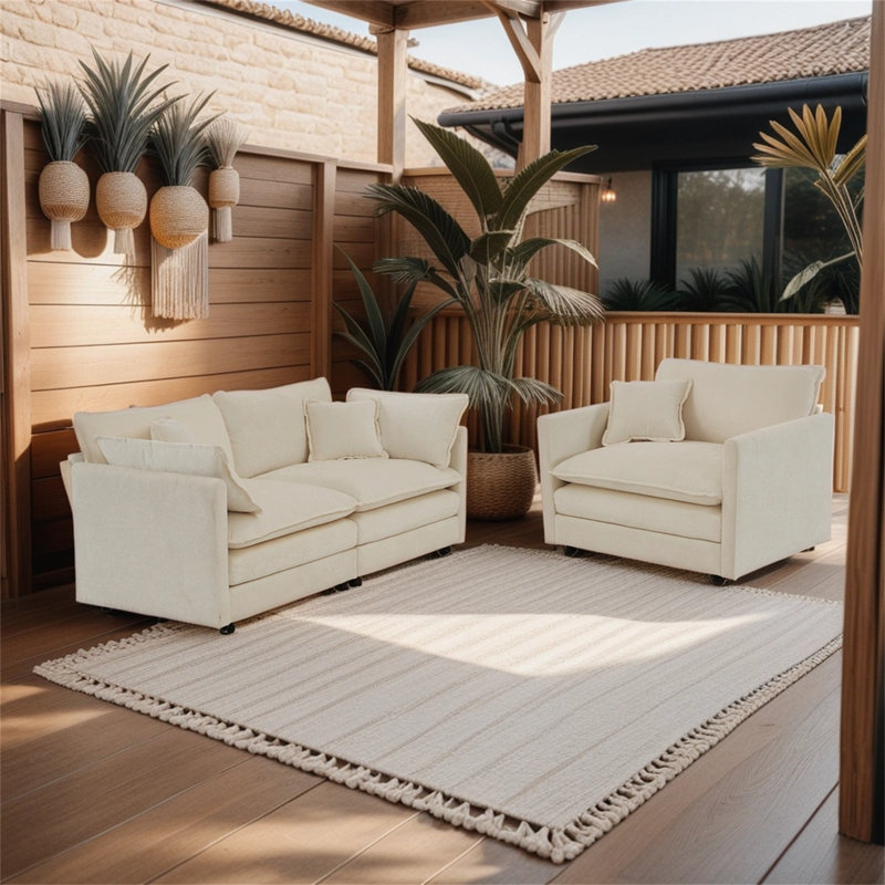 Ensemble de salon 2 pièces Heatherann, Chenille beige