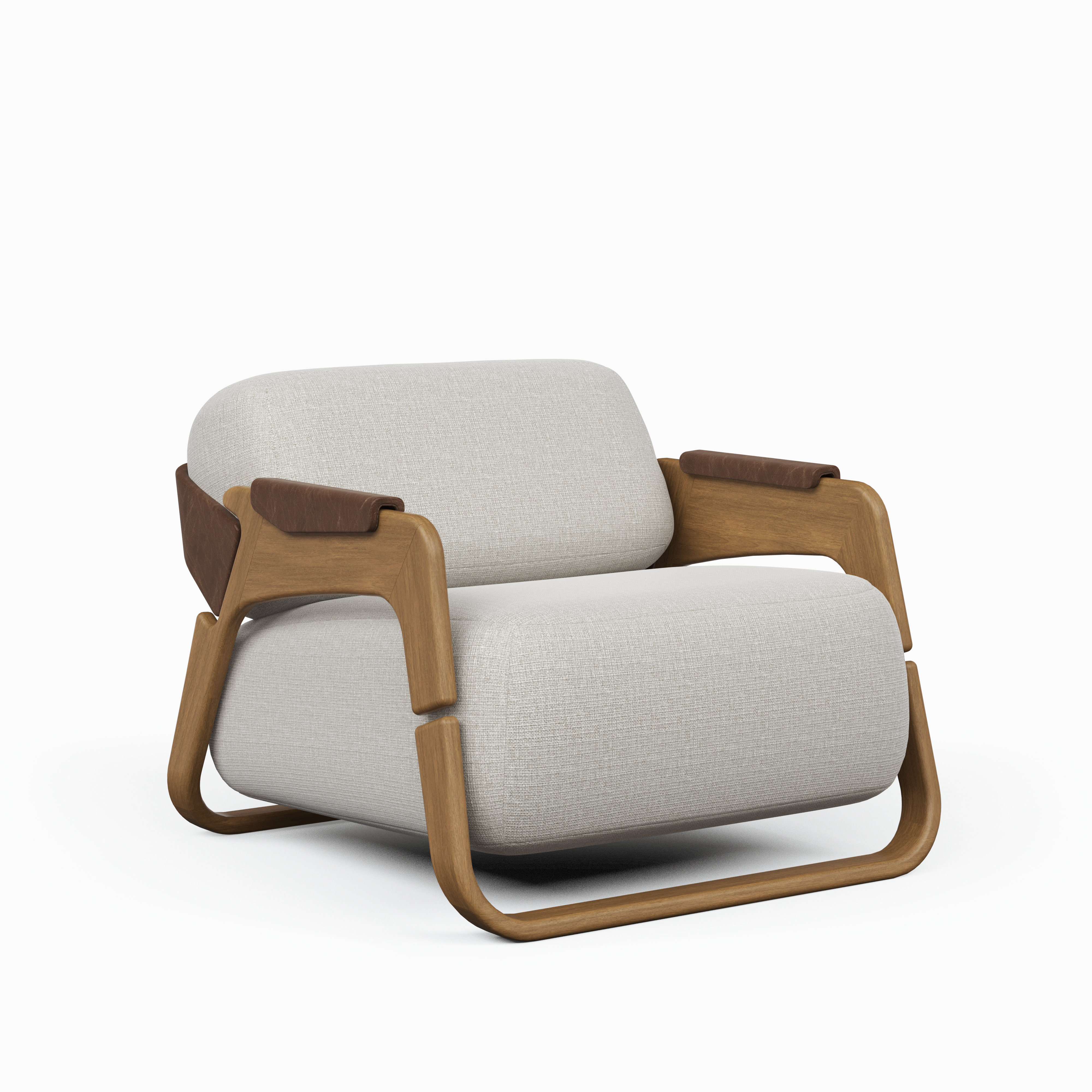 Modern Brazilian - Hermes Accent Chair - Harvest Natural, Nozes, Brown  Leather