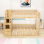 Lit superposé double en bois avec escalier de rangement-129506187