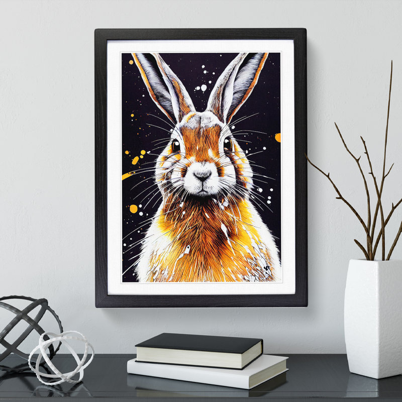 Paint Splashed Hare - Framed Print, Black, 64cm H x 46cm W x 2cm D