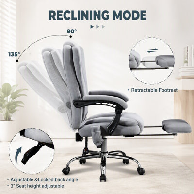 Chaise de bureau ergonomique à massage avec chaleur, 6 points de vibration et dossier inclinable pour un confort et un soutien ultimes