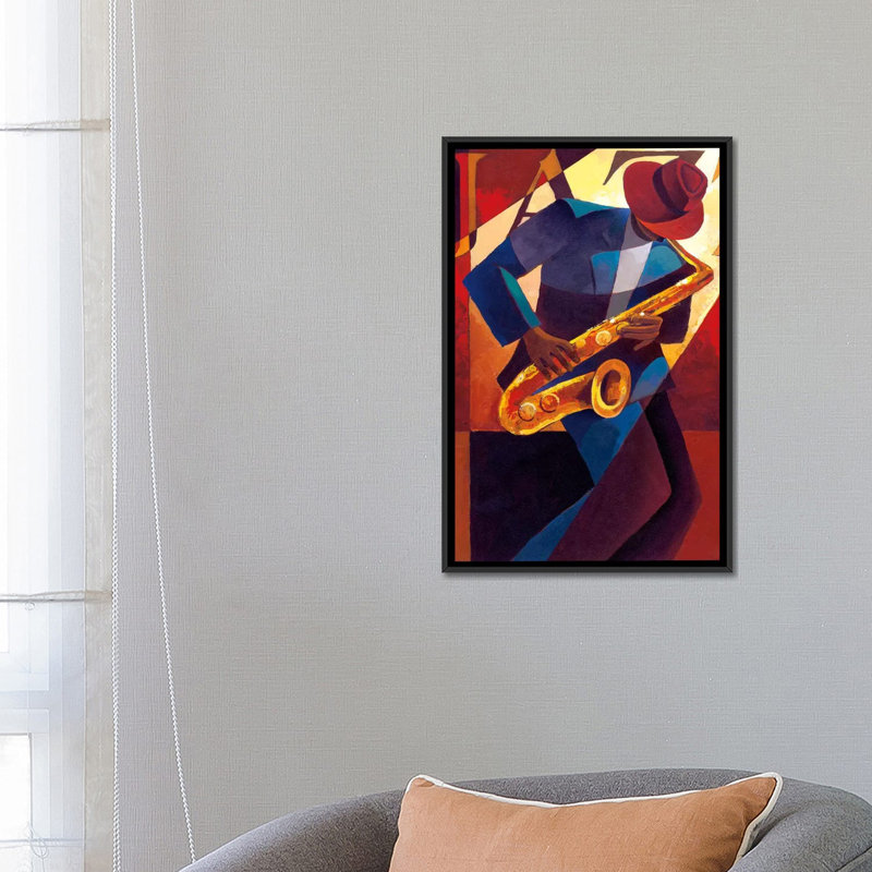 Bebop par Keith Mallett - reproduction d'art sur toile tendue, H 26 po x l 18 po x P 1,5 po, Toile avec cadre noir