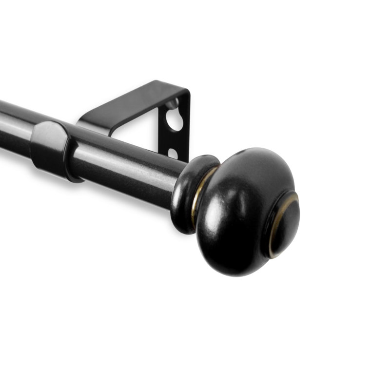 Tringle à rideaux simple ajustable 0,62 po Fiske, l 84 po à 120 po, Noir