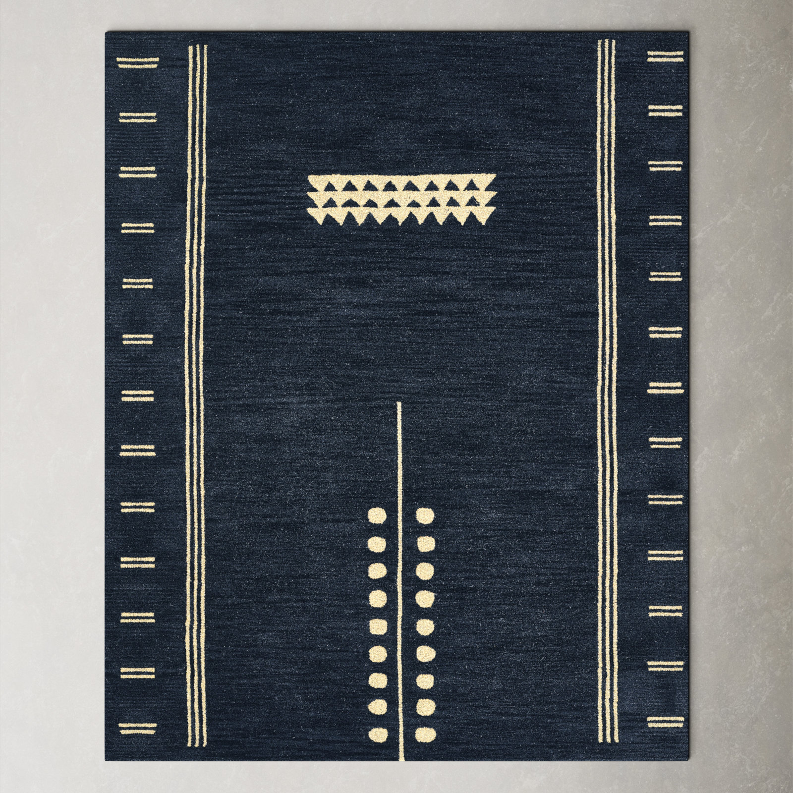 Sameer Navy Sand Hand-Tufted Wool Rug, Rectangle 9' x 12'