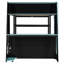 Lit mezzanine pleine grandeur avec bureau, tablettes et lumières DEL, design moderne et peu encombrant, noir et bleu-1283375812
