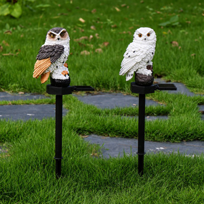  Kashina Solar Powered Owl Garden Decorations Integrated LED Pathway Light Outdoor Waterproof