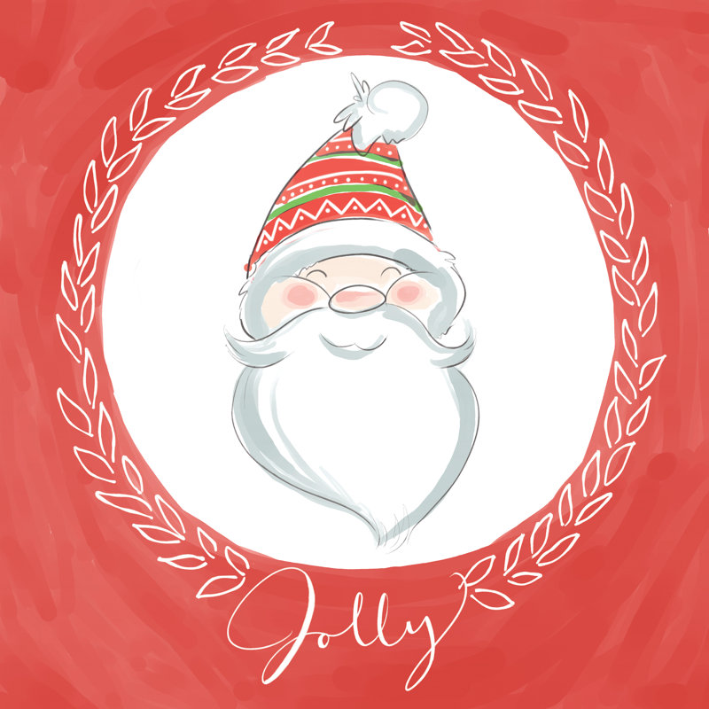 Jolly Santa - Wrapped Canvas Print, 30cm H x 30cm W x 3.8cm D