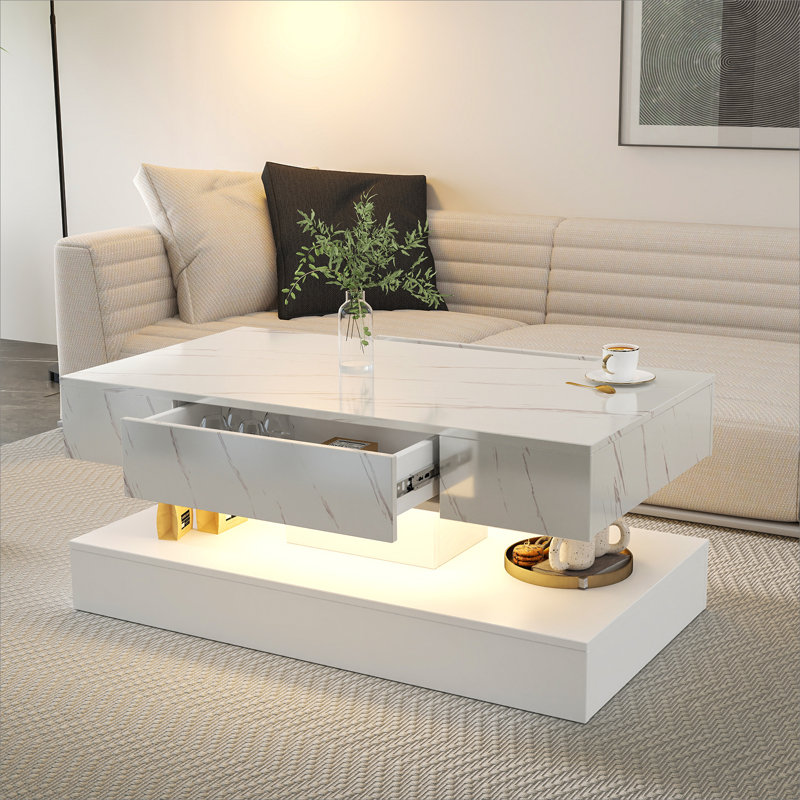 Table basse à DEL ultrabrillante, Blanc