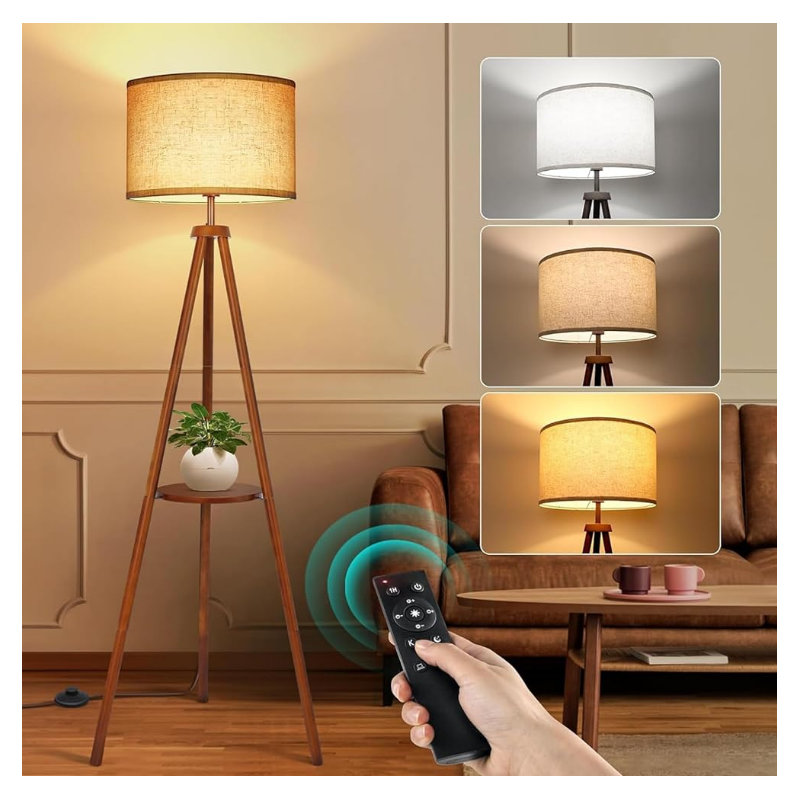 155cm Tripod Floor Lamp, Walnut