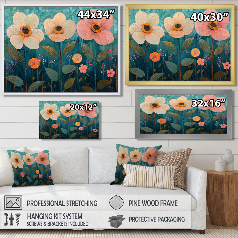 Jacomien aqua matin rosée de fleurs Seasoanl - fleurs saisonnières, Reproduction encadrée d'une seule photo