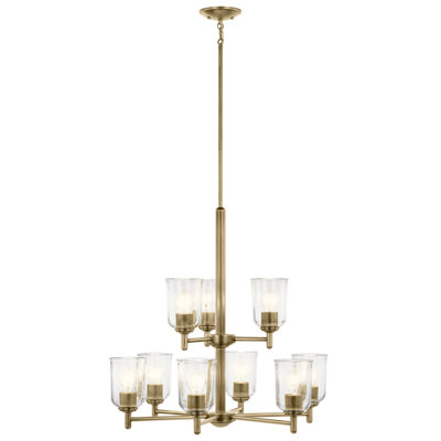 26.5" 9-Light 2-Tier Chandelier with Clear Glass