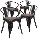 Kester 4 Pk. Metal Chair with Wood Seat and Arms