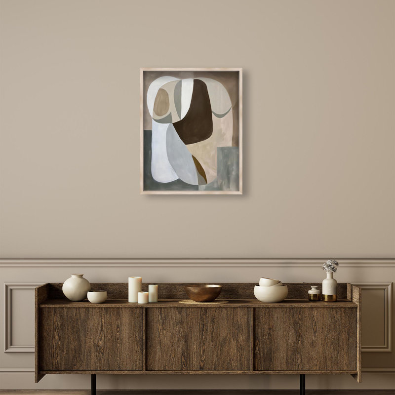 Oliver Gal Stone and Breeze I Abstract - Luxury Shadowbox Framed Wall Art, 32" H x 26" W, Cream