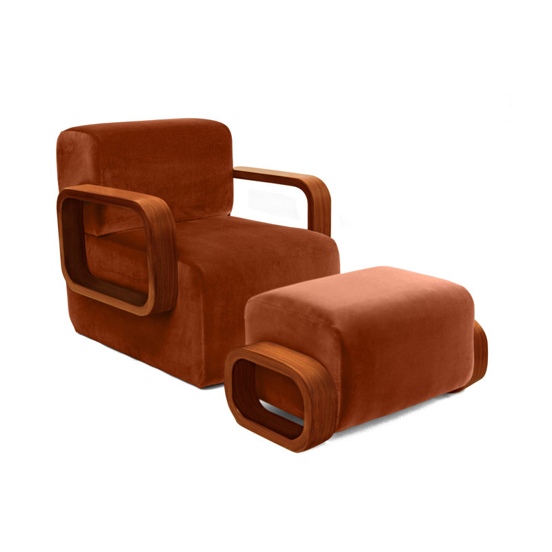 Cayenne Lounge Chair, Marmalade Velvet, Walnut