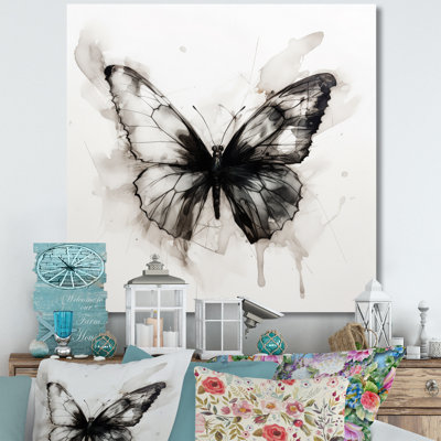 " Butterfly Portrait Black And White Watercolor I "