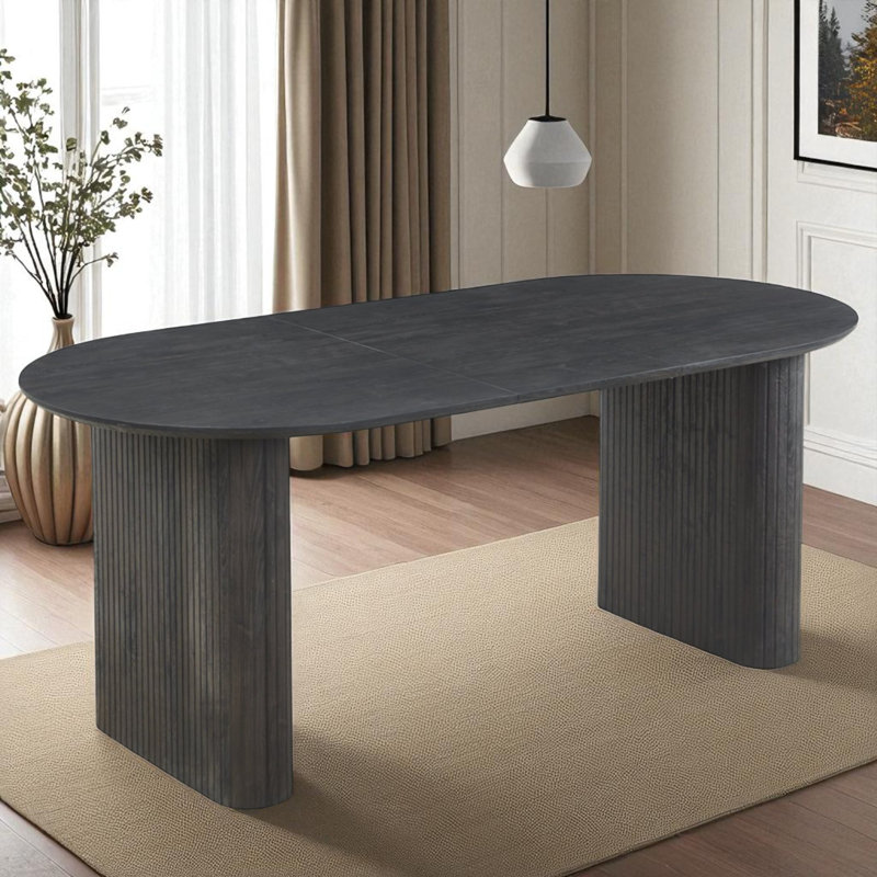 Extendable Dining Table With 2 Removable Leaves, Black