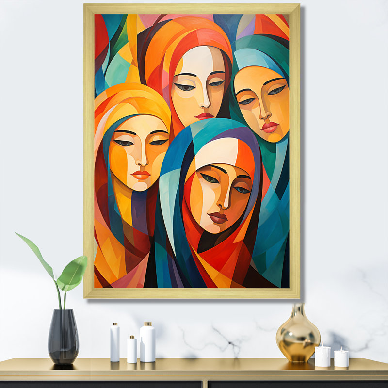Jaune et orange, art de la prière de l'Islam 2, art mural, Cadre photo doré simple, H 32 po x l 16 po x P 1 po