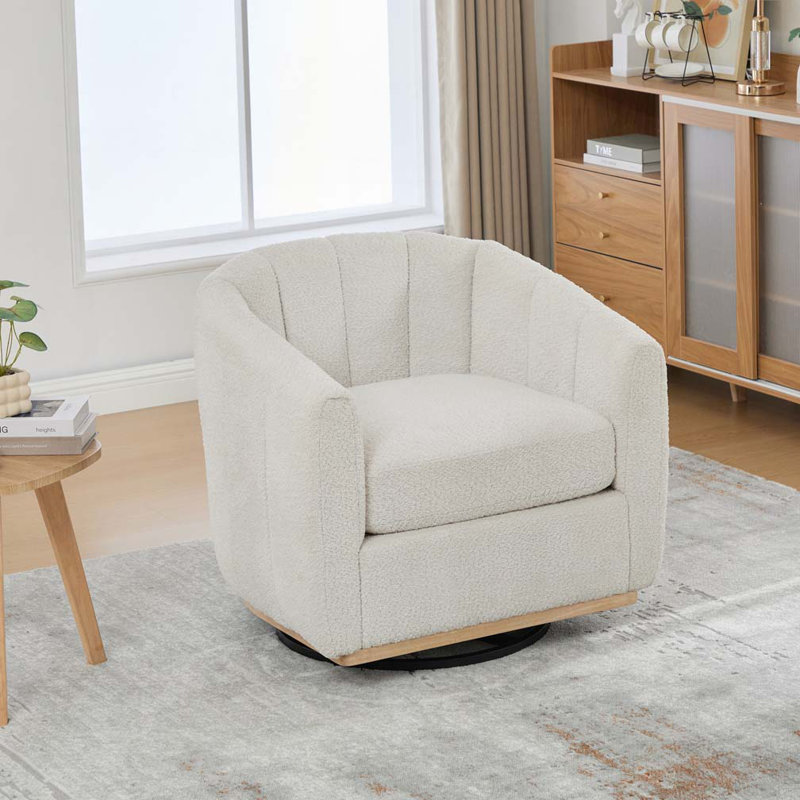 Fauteuil pivotant à 360 ° 32,28 po, Ivoire ivoire