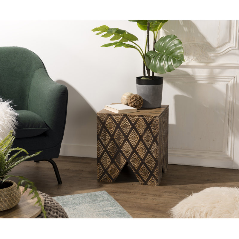 Eawood Solid Wood Accent Stool