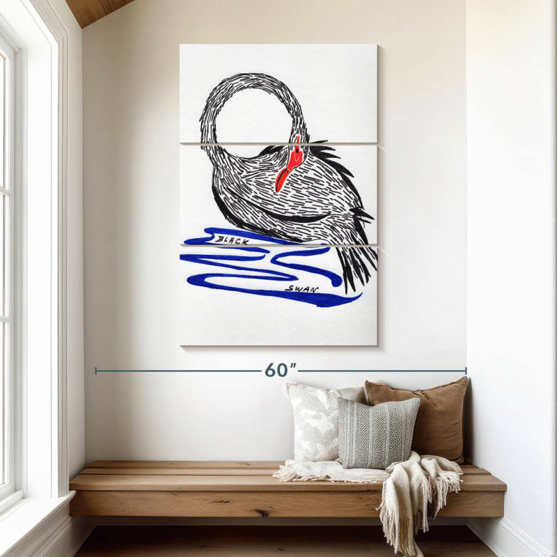 Brampt Wild Black Swan, 50" H x 32" W