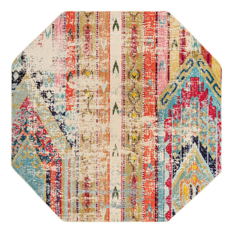 Newburyport Washable Geometric Indoor Rug, Octagon 7'11" x 7'11"