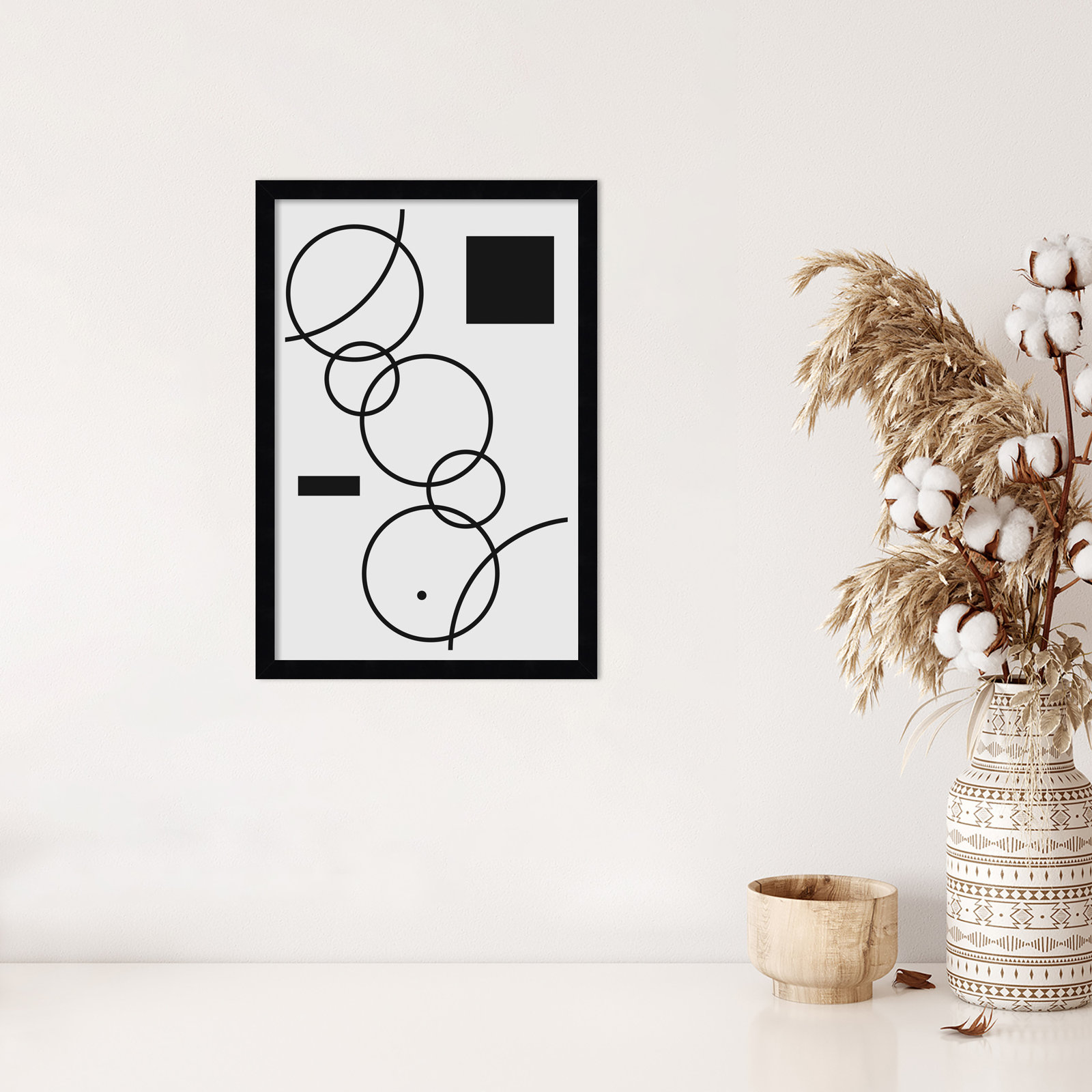 Minimal Shapes No 1 by Jay Stanley, 21" H x 15" W x 1" D, Black