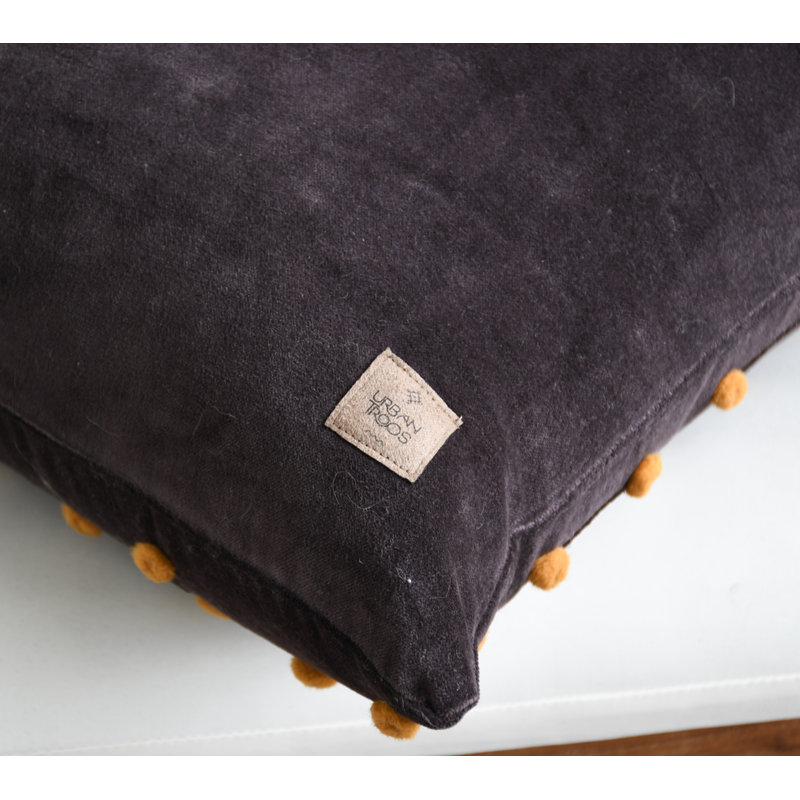 Velvet Brown with Pom Poms 2 Pillow Set