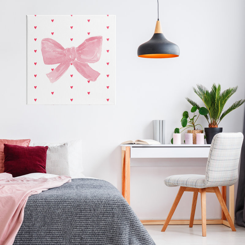 «Pink Bow on Hearts» par Lucille Price, H 24 po x l 24 po