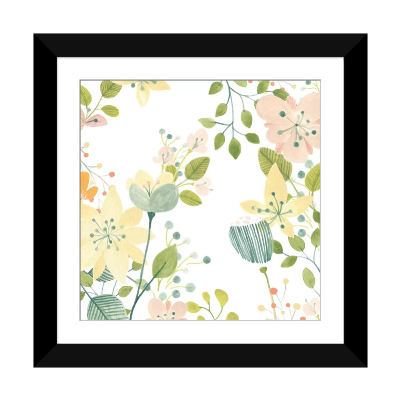 «Garden Galore IV», impression sur toile, H 16 po x l 16 po x P 1 po, Papier beaux-arts encadré noir, Blanc