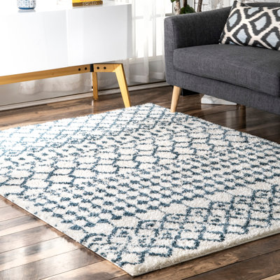 Tapis bleu à poils longs Naglee