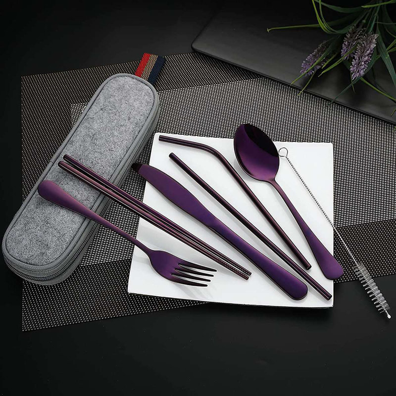 Wrought Studio™ Stainless Steel Flatware Set, Purple