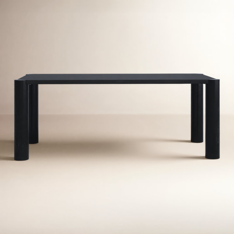 Channing Oak Solid Wood Dining Table, Black, 36" W x 76" L