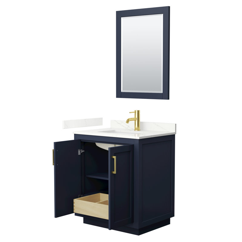 Ensemble de meuble-lavabo simple autoportant 30 po avec plateau en quartz Miranda 24 po Miranda, Quartz Giotto, Bleu foncé