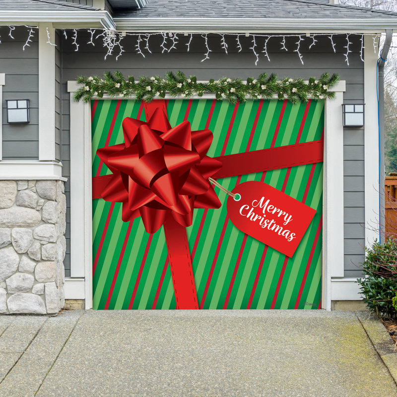 Bannière de porte de garage de Noël 7 pi x 8 pi - Décoration extérieure des Fêtes