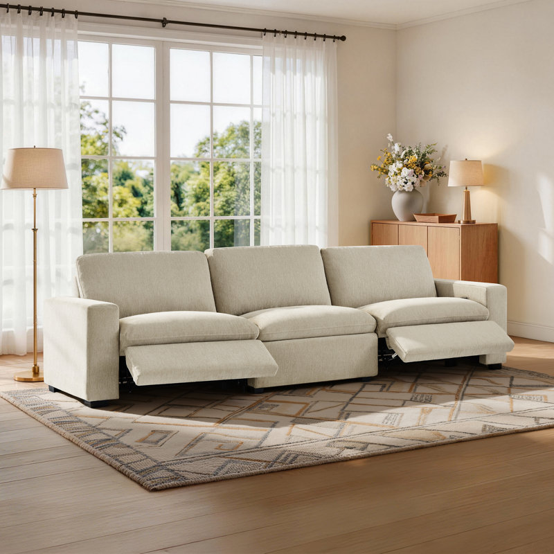 Canapé inclinable électrique trois places avec technologie Zero-Wall, Beige