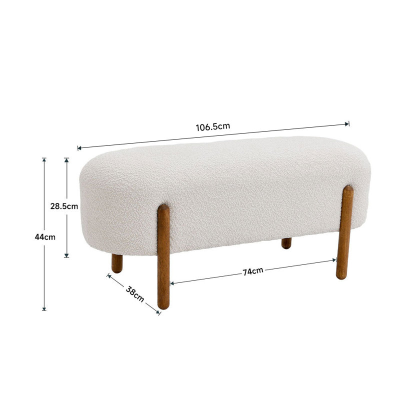 Velvet Upholstered Bench, Beige