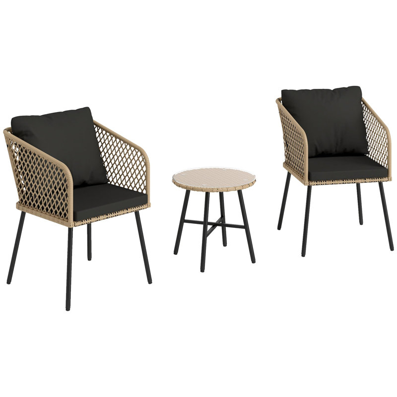 Patio Dining Set with, Black, Brown