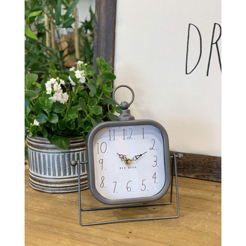 Horloge de table numérique à quartz en acier inoxydable en gris