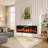 Modern Electric Fireplace - 1500W Heater, 12 Color LED, Remote Control, With Crystal & Log Set, Adjustable Temperature & Brightness