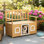 Solid Wood Outdoor Storage Bench With Built-In Dog House