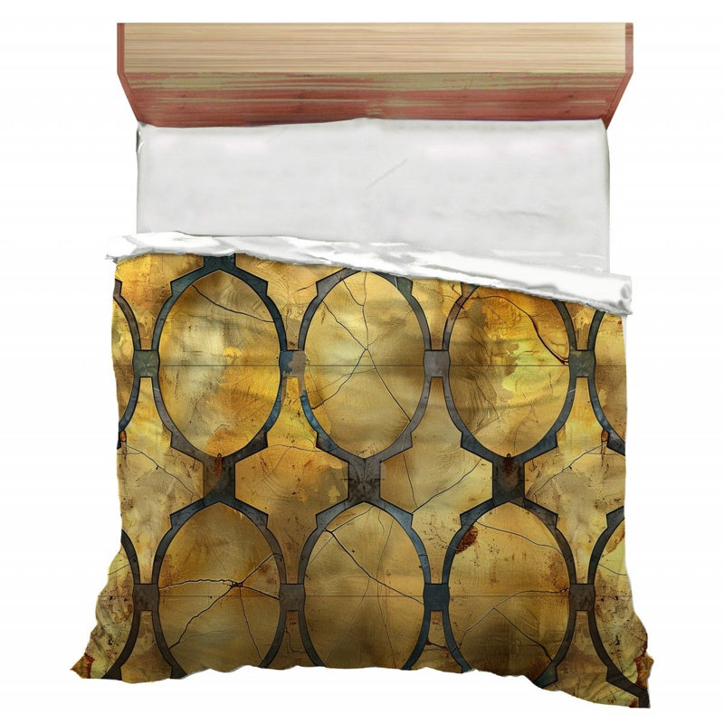 Geometric Pattern Visual Geometric Shapes Comforter, Twin Comforter 