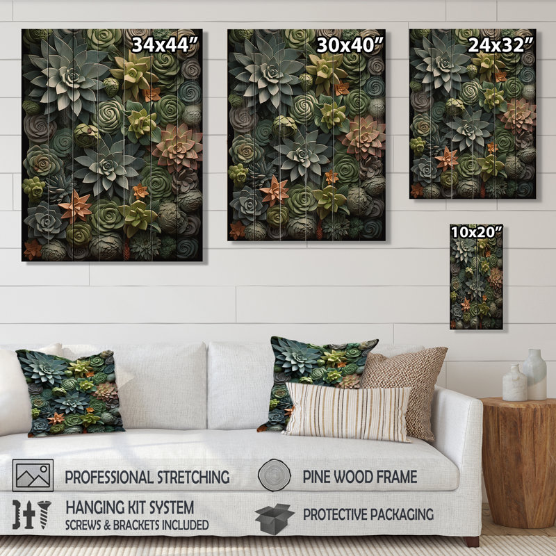 Marius - Décoration murale en bois floral sur bois de pin naturel, H 40 po x l 30 po