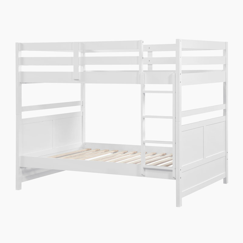 Lit superposé double au-dessus de double en bois de style transitionnel Kiroko, Blanc