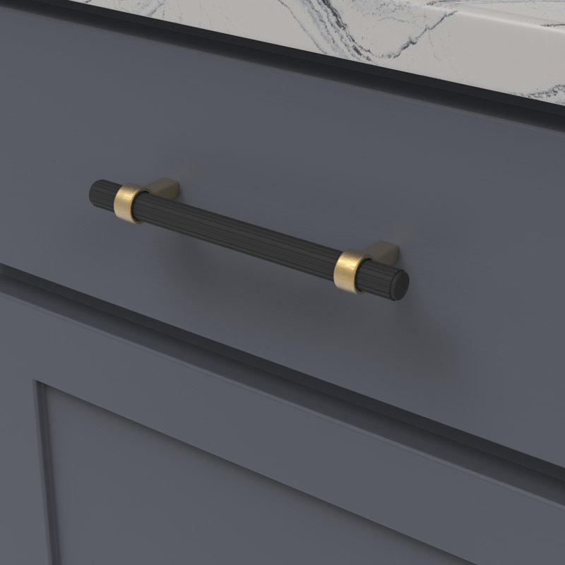 Sinclaire Bar / Handle Pull, 5.06, 0.75, Matte Black/Brushed Golden Brass