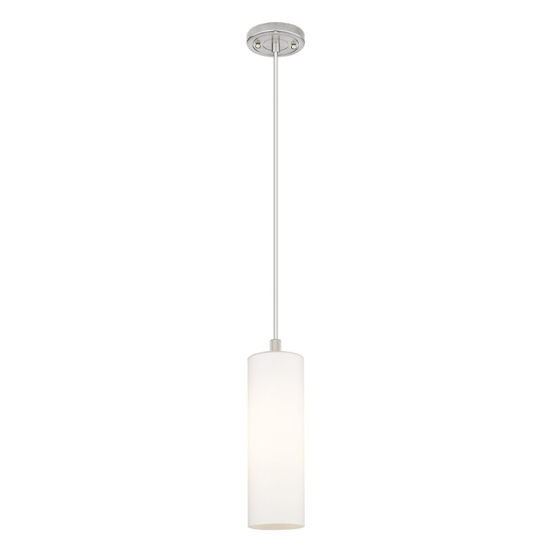 Luminaire suspendu à cordon 1 lumière Crown Point, H 13,25 po x l 4,5 po x P 4,5 po, Plaqué couleur fumée, Nickel satiné